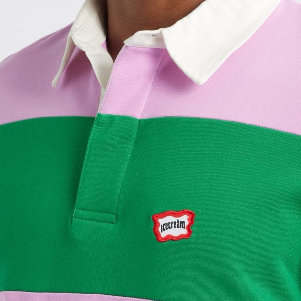 New Icecream Boulder Stripe Polo Shirt Short Sleeve Orchid Pink Green Mens Sz S - Picture 3 of 13